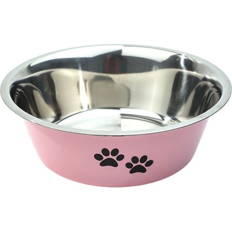 1 gamelle pour chien, en acier inoxydable, fond caoutchouc antidérapant, dimensions 21 x 7,5 x 6 cm, pour chiens petite/moyenne/grande taille (1/5)
