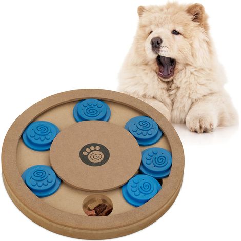 Jouet d’Intelligence pour Votre Chien, Accessoire Pratique, friandises à Cacher, en MDF, Nature et Bleu (1/5)