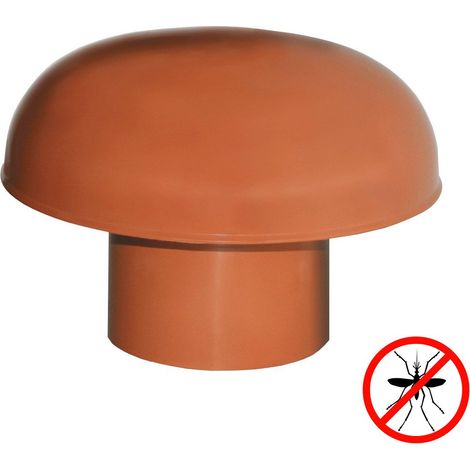 First Plast – Chapeau de ventilation PVC avec moustiquaire – Rouge tuile – Ø125mm – Ventilation pour conduits de cheminée et cuisines – Certification UNI EN 607