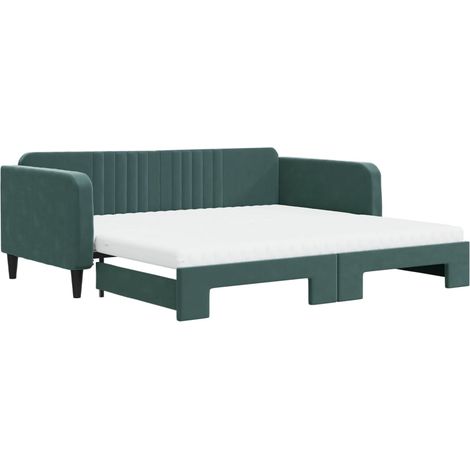 vidaXL Divano Letto Estraibile Materassi Verde Scuro 100x200 Velluto
