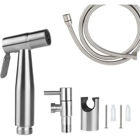 Ensemble douchette WC - VENTCY - flexible 1,5 m - Inox lissé - Economie d'eau - Argent (1/4)