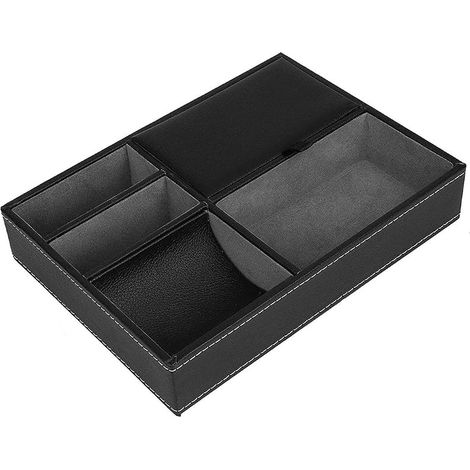 Valet Plateau Cuir, Organisateur de Table de Nuit pour Homme, Support de Boîte de Rangement de Bureau ou de Commode pour Bijoux, Clés, Téléphone, Montre de Portefeuille 25 x 18cm (1/5)