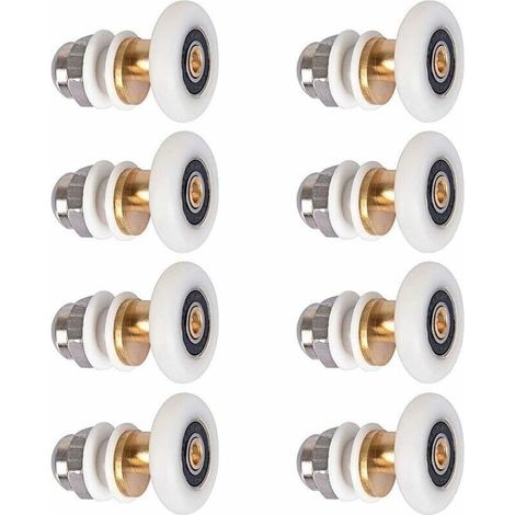 8pcs Porte de Douche - Rouleau Roulette Roue pour Porte de Douche Roulettes Coulissantes Porte Roue de Remplacement pour Rouleau 25mm-- (1/5)