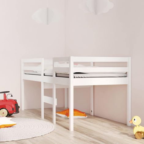 Lit simple pour adulte Lit haut - Cadre de lit Blanc 90x190 cm Bois de pin massif BV847052 - BonneVie (1/5)