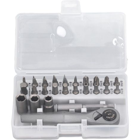 SJLERST Jeu de clés à cliquet，Jeu d'embouts de tournevis à cliquet hexagonal, Kit de vis multifonctionnel en acier CRV à haute torsion avec 23 embouts pour l'entretien (1/5)