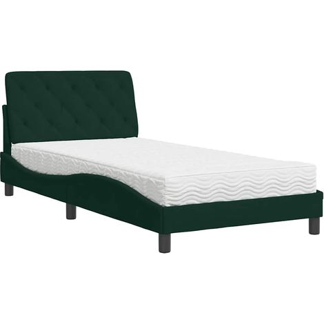 Maison Exclusive - Letto con Materasso Verde Scuro 100x200 cm in Velluto (1/5)