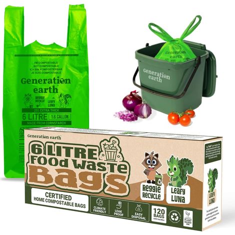 120 sacs de 6 L - Poignées à nouer - Certifiés OK Compost HOME (TÜV Austria, NF T 51-800) (1/5)