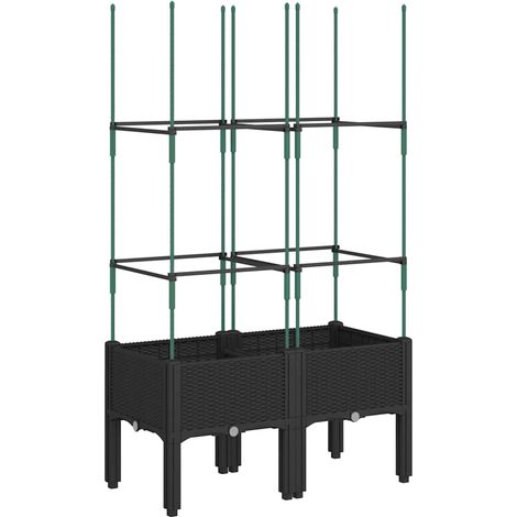 Maison Exclusive - Fioriera da Giardino con Traliccio Nera 80x40x142,5 cm in PP