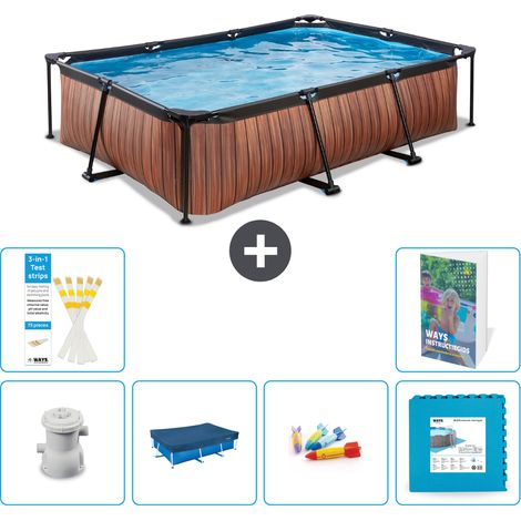 Exit-toys Piscina Exit Rettangolare - Effetto legno - 300x200x65 cm - 7-pezzi S222 (1/5)