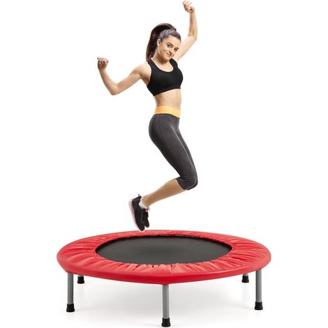 COSTWAY Trampolino Elastico Pieghevole, Tappetino Elastico da Interno ed Esterno con 32 Molle, 6 Gambe e Copertura, Carico Massimo 150 kg (Rosso) (1/5)