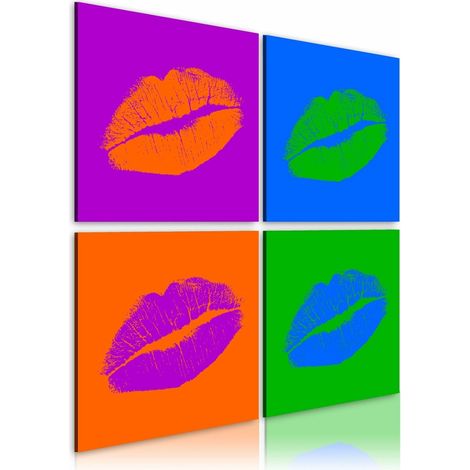 Tableau baisers pop art - 60 x 60 cm (1/4)