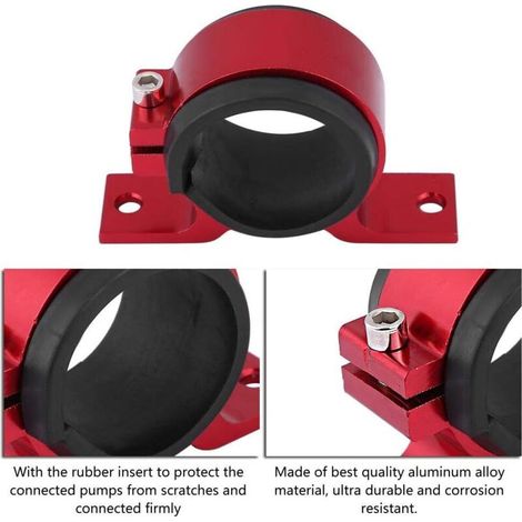 Support de pompe à carburant, Support de Montage de Pompe à Huile/carburant/essence de Voiture 50mm Support de Fixation de Filtre Unique en Alliage D'aluminium Noir(rouge) (1/3)