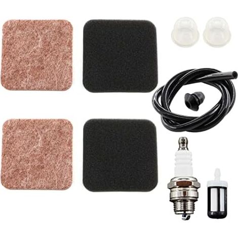 Kit de reparación de ojales para desbrozadoras Stihl FC85, FS75, FS80, FS85, HS75, HS80, FS85R, HL75K, HS85, prefiltro de aire, cebador, filtro de combustible, bujía, 4137 124 1500 4137 124 2800 (1/5)