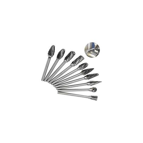 Set di 10 frese rotative, con gambo da 0,3 cm e lunghezza della testa di 0,6 cm per fai-da-te, lavorazione del legno, incisione, scultura su metallo, foratura, lucidatura H414 (1/5)