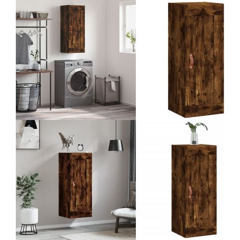 Wandschrank Räuchereiche 34,5x34x90 cm Holzwerkstoff - Wandmontage Holz - Holzschrank (1/5)