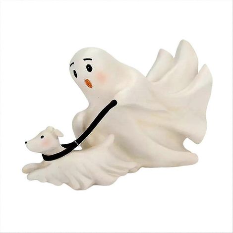 Statue de chien fantôme promenant, figurine fantôme mignonne en résine, décorations d'Halloween pour fête, maison, chambre, étagère, table B (1/5)