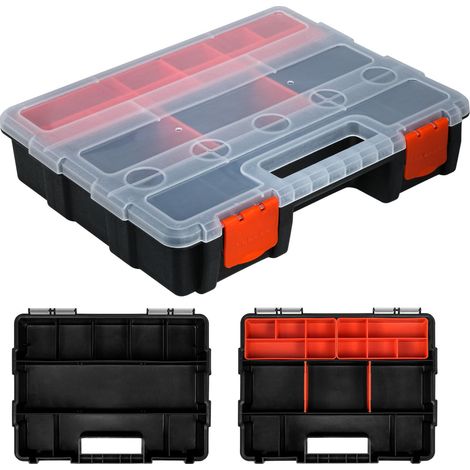 Boîte de rangement pour outils, 16 compartiments avec séparateurs en plastique amovibles, boîte à outils empilable pour vis, écrous, petites pièces (1/5)