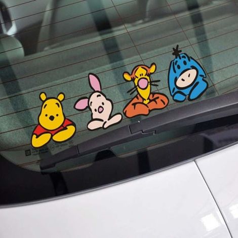 Autocollant Winnie l'Ourson pour voiture, couvre les rayures, 2 pièces (1/3)