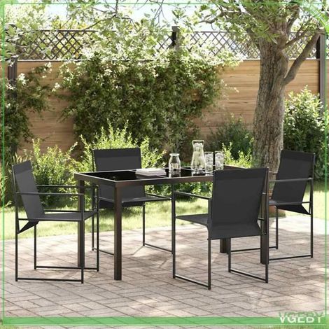Ensemble de salle à manger jardin - FAFEICY - Moderne minimaliste - Noir - Acier revêtement poudre - Textilène résistant UV (1/5)
