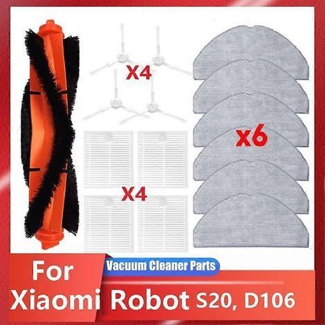 Kit Accessoires Aspirateur Robot Xiaomi S20 D106 : Brosse Principale, 4 Brosses Latérales, Filtre HEPA et 6 Lingettes de Rechange (1/5)