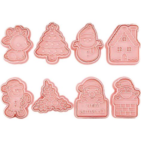 Lot de 8 emporte-pièces de Noël à faire soi-même, en plastique 3D, pour biscuits.