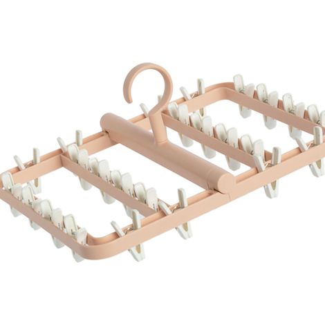 Étendoir à linge pliable Matrix avec 24 pinces pour chaussettes, sous-vêtements et culottes, rose (1/5)