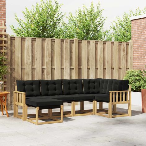 vidaXL Outdoor-Sofagarnitur mit Kissen 6 pcs Weiß und Schwarz (1/5)