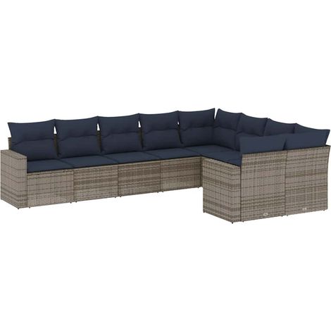 Maison Exclusive - 9-tlg. Garten-Sofagarnitur mit Kissen Grau Pol (1/5)