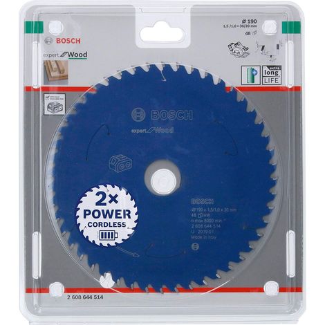 Bosch Accessories 2608644514 Lama Per Sega Circolare Expert For Wood (Legno, 190 x 30 x 1.5 mm, 48 Denti, Accessorio Per Sega Circolare A Batteria) (1/5)