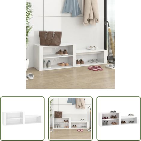 vidaXL Armoire d'entrée - Armoire à chaussure Blanc brillant 150x35x45 cm Bois ingénierie (1/5)