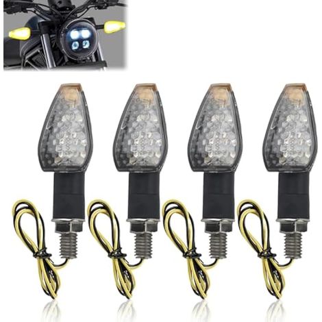 4 Pièces Clignotants Moto LED,14LED Clignotants Lumières 12V,Indicateurs Mini Moto,Étanche Lumière Ambre,Universel pour Quad,Cruiser,Off-Road,Voitures à Pédales (1/5)