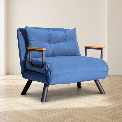 Skandinavischer Schlafsessel Sando aus blauem Stoff in