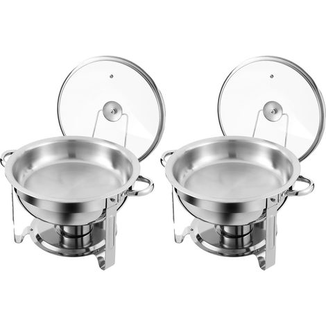 Fuente para servir, capacidad de 4,5 L, fabricada en acero inoxidable y vidrio, color plata. (1/2)