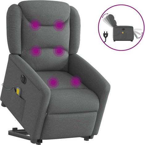 Elektrischer Massagesessel mit Aufstehhilfe Dunkelgrau Stoff