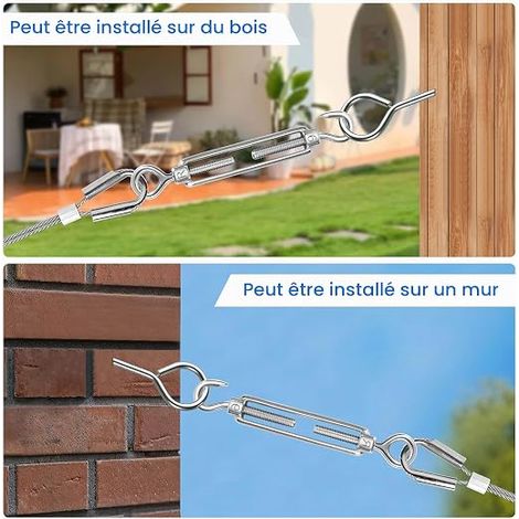 Tendeur Cable en Acier Inoxydable, M6 Tendeur de Fil, Ridoir pour Câble, Réglable Crochet et œillet, Utilisé pour Cordes à linge, Suspendre, Cable de Garde Corps (1/3)