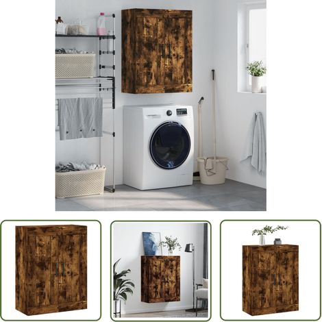 The Living Store Wandschrank Räuchereiche 69,5x34x90 cm Holzwerkstoff - Sideboard - Wandschrank - Regal - Aufbewahrung - Küchenregal (1/5)