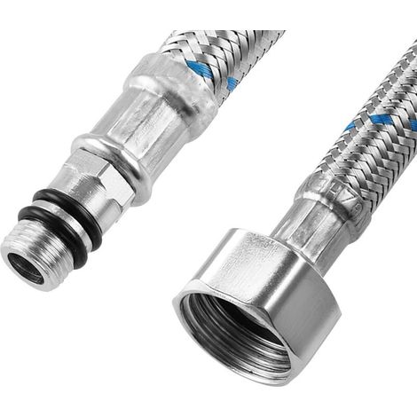 Lot de 2 tuyaux de raccordement - G3/8 x M10 - Rallonge de tuyau de raccordement - 60 cm - En acier inoxydable - Pour robinet mitigeur (1/4)