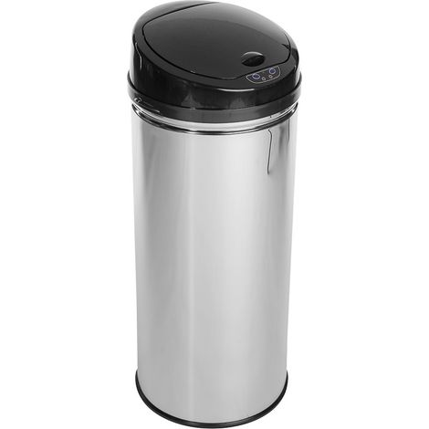 Poubelle Avec Capteur D'ouverture Automatique Modèle Alpha Couleur Argent/Noir 42 Litres (1/2)