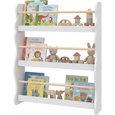AIYAPLAY Libreria per Bambini 3-8 Anni con 3 Ripiani, 60x15x73 cm, Bianco (1/5)