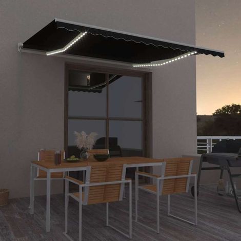 Store banne-Auvent manuel rétractable avec LED 450x350 cm Anthracite (1/5)