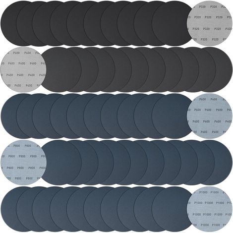 50 Pièces Disques Papier Abrasifs 125mm Autoagrippant, Rond Papier de Verre 1000 1500 2000 3000 5000 Grain, Grille Papier a Poncer pour Auto, Mastic, Plastique, Vernis, Ponçage Sans Poussière (1/5)