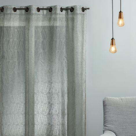 Voilage organza brodé prêt à poser Gris clair 140x240 cm