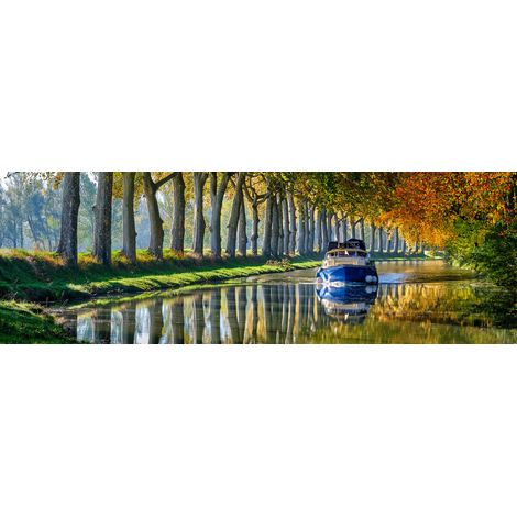 Tableau sur toile bateau sur la Garonne 30x97 cm - Impression sur Toile Murale Décorative - Image imprimée en HD sur Toile - Toile sur Châssis en Bois FSC - Fabriqué en France (1/4)