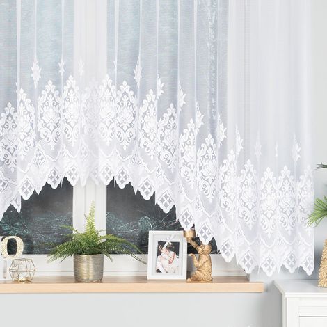 Ludmiła - Rideau jacquard prêt à poser avec fente en bas - 400 x 160 cm - blanc (1/5)