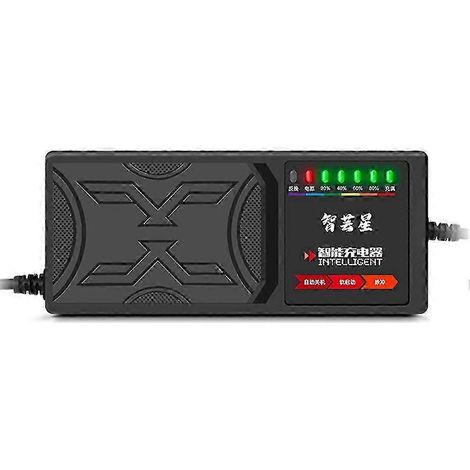 Chargeur pour véhicule électrique 48V 20Ah avec 7 voyants lumineux : affichage de la puissance, protection contre les fuites et charge complète. (1/5)