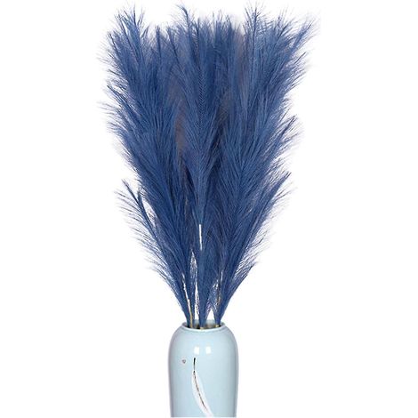Pampasgras-Dekoration – 110 cm hohes künstliches Pampasgras – Pompons und blumenförmige Graszweige – Marineblau