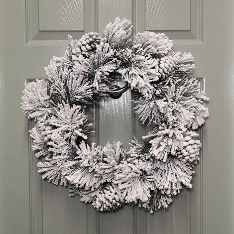 50cm Premier Christmas Snow Flocked Door Wreath (1/5)