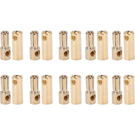 10 paires de fiches bananes plaquées or de 5,5 mm (mâle et femelle) pour batteries, contrôleurs et moteurs de modèles réduits radiocommandés (DIY) (1/4)