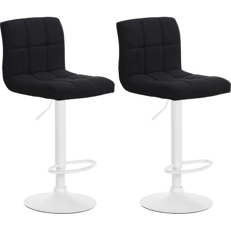 Lot de 2 tabourets de bar style contemporain en tissu matelassé noir cadre métal blanc 100006469 (1/5)