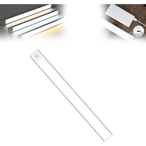 Illuminazione con sensore di movimento, barra luminosa a LED magnetica, 3 colori regolabili, ricaricabile, (bianco, 40 cm) (1/4)